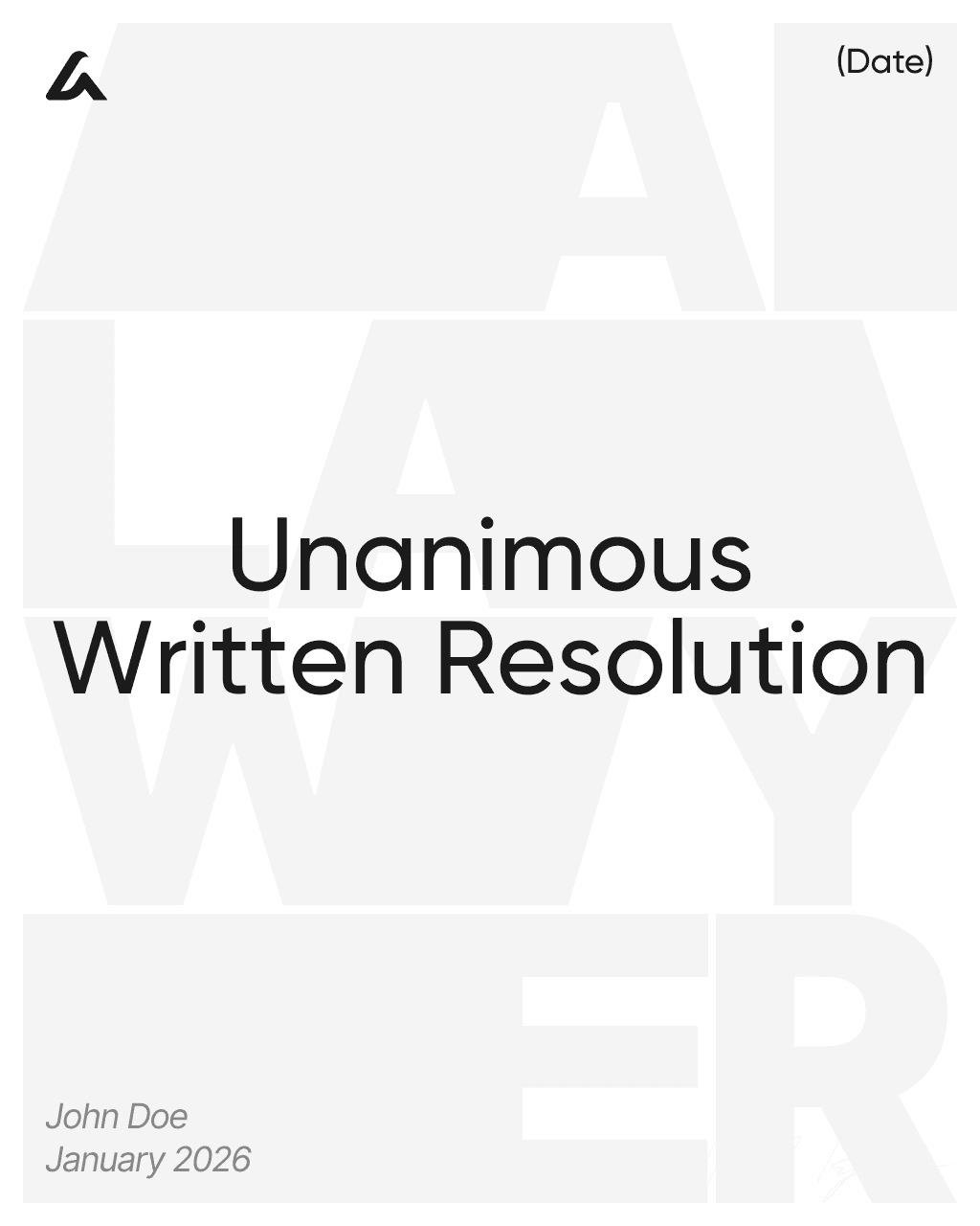 Unanimous Written Resolution