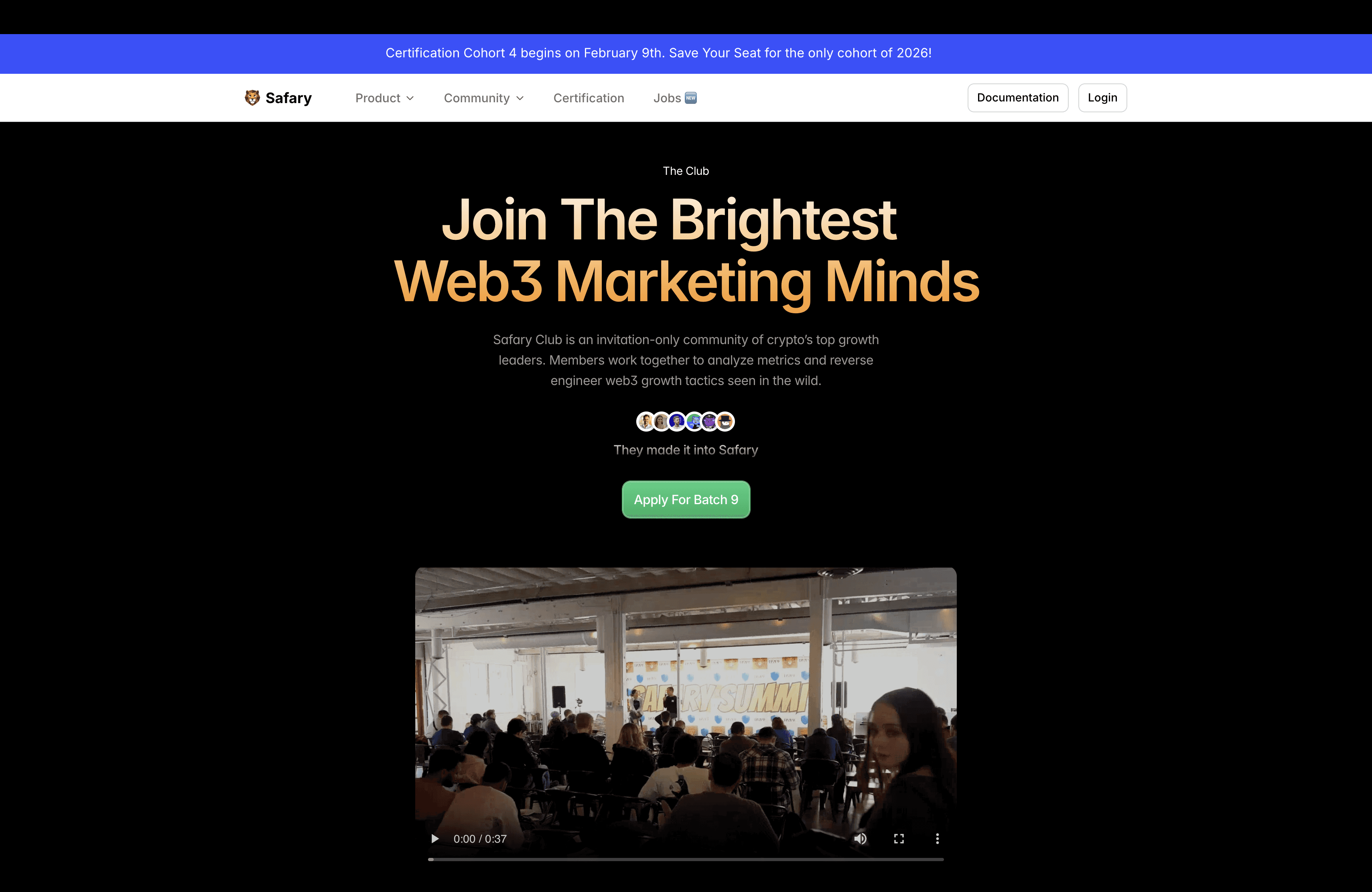 Safary Web3 growth analytics and marketing intelligence platform homepage