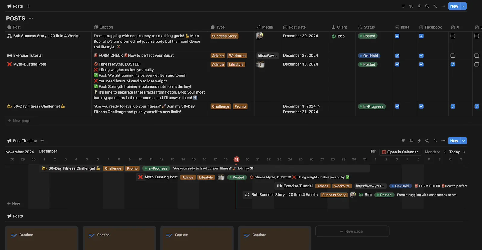 notion personal trainer social media manager
