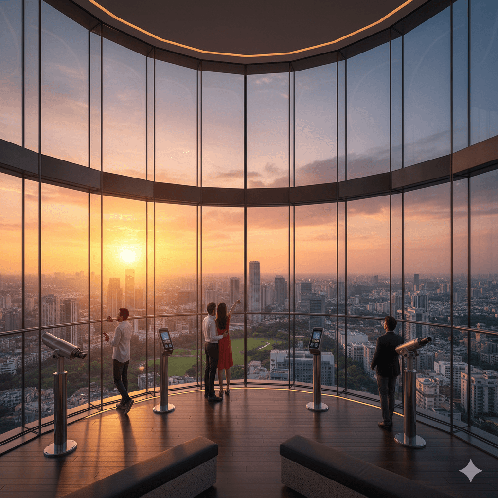 Modern observatory deck offering panoramic city views at The Address Noida
