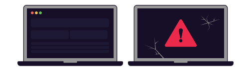 Two screens, one with a change and a warning
