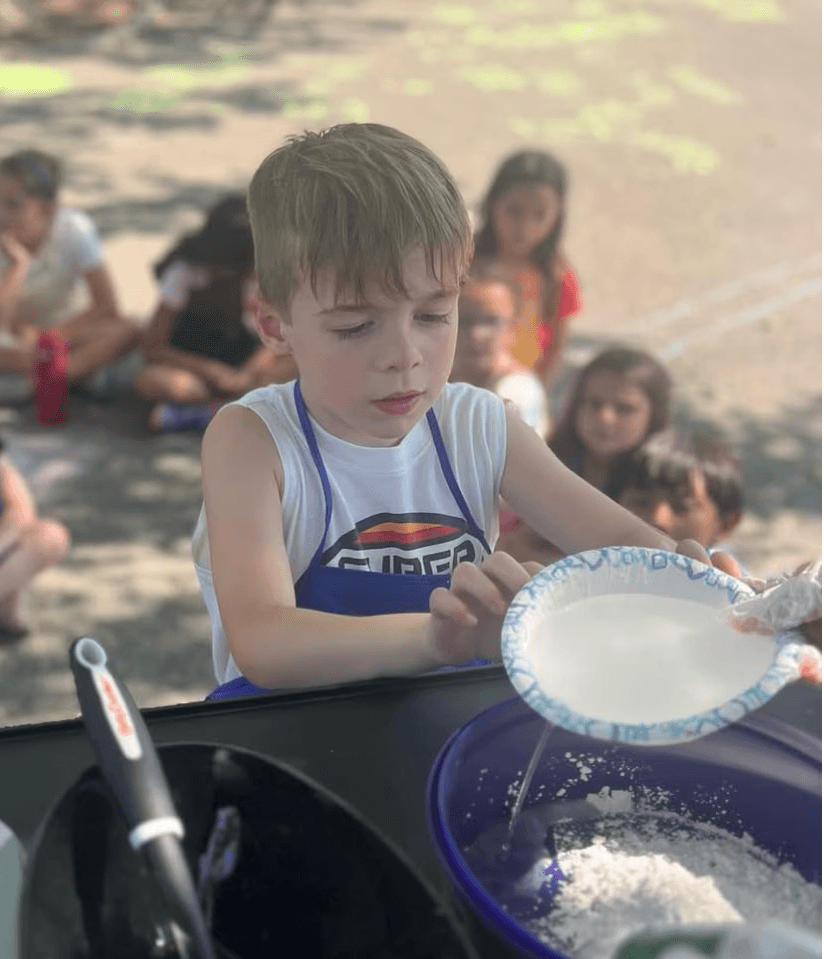 A student learning about science