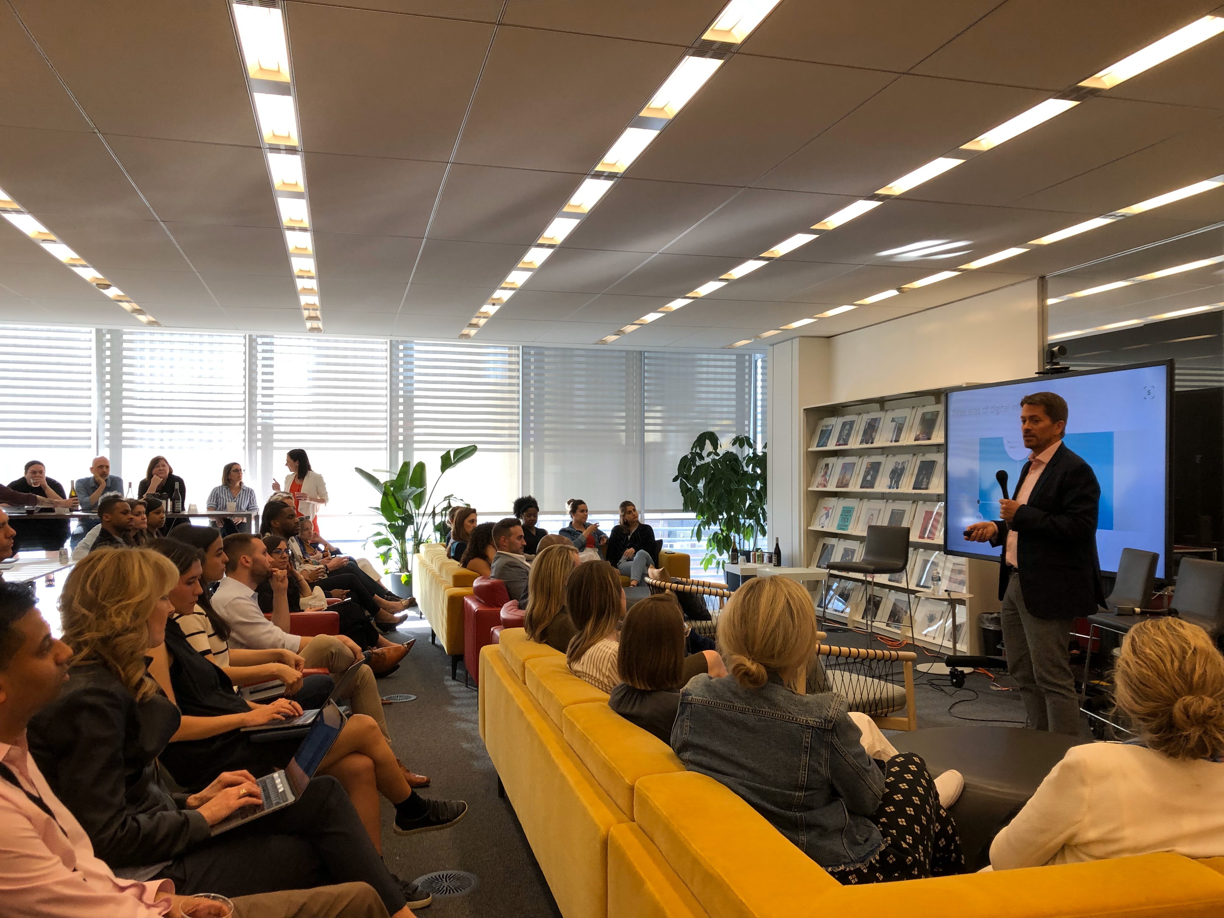 Dave Edwards delivering a keynote presentation to The New York Times