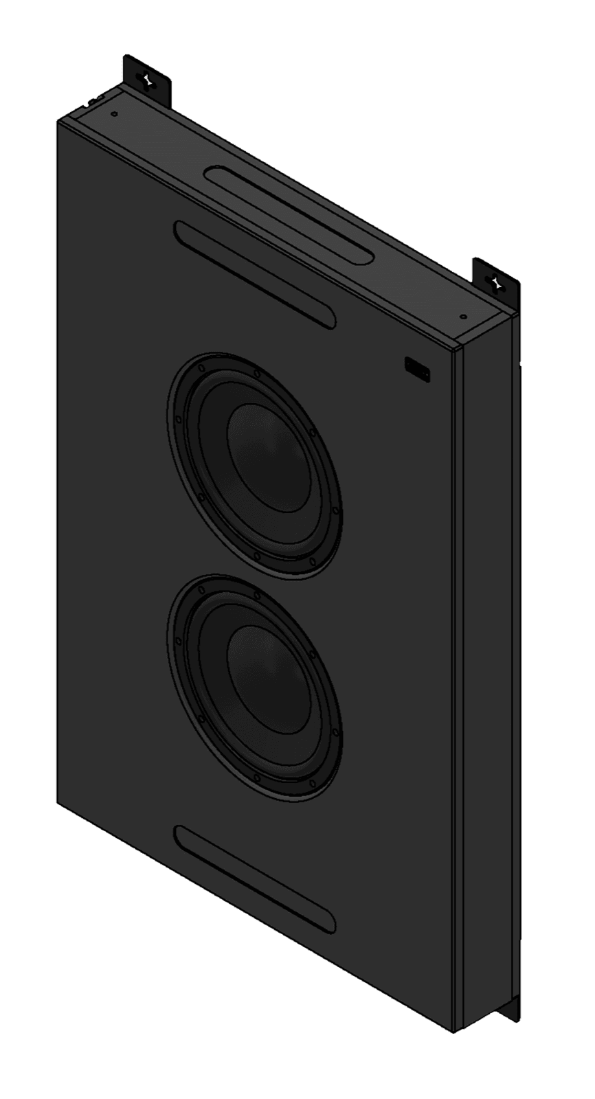 Black smart home device with screen showing time and temp