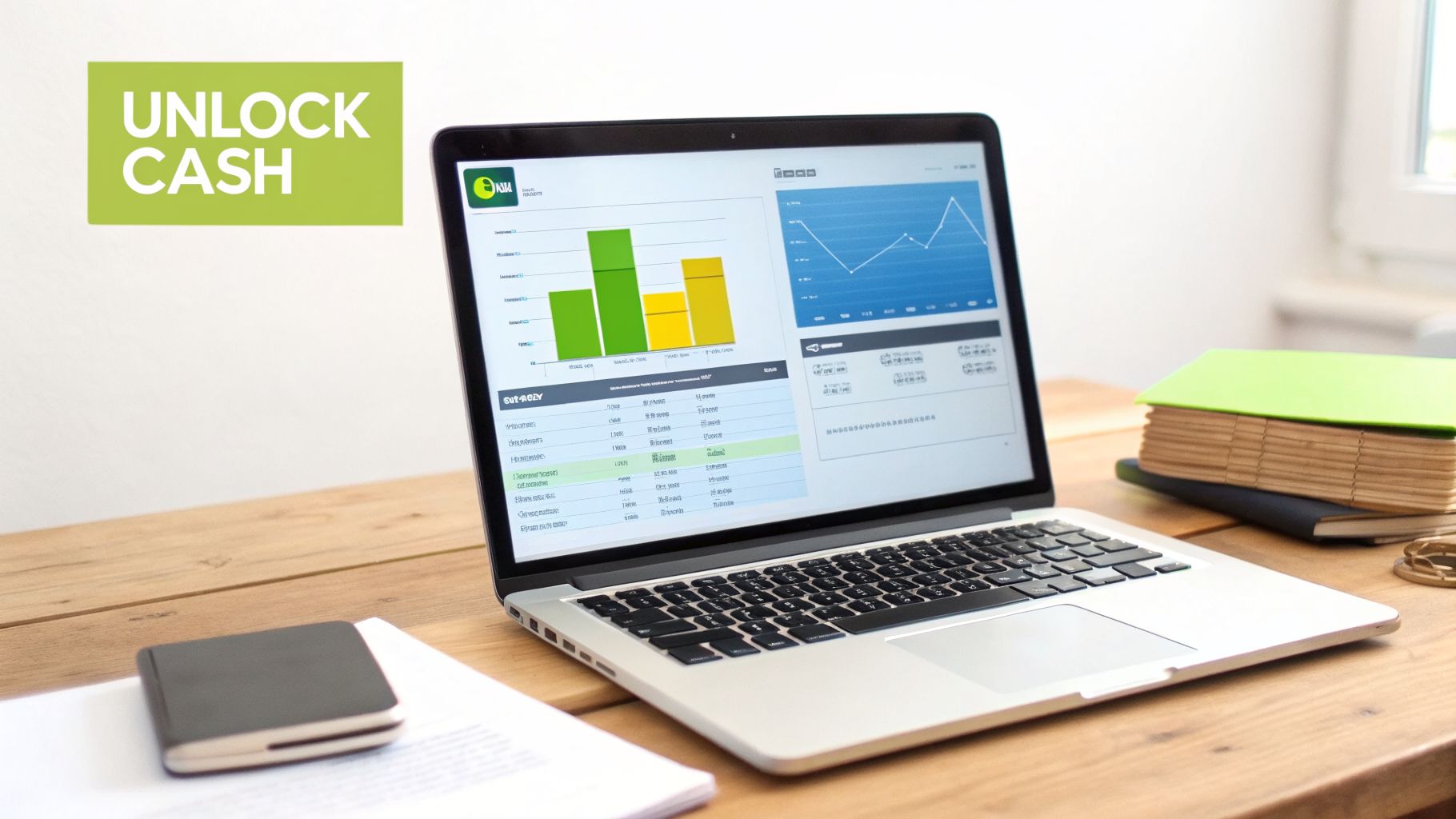 Chart showing declining DSO and increasing cash flow over time.