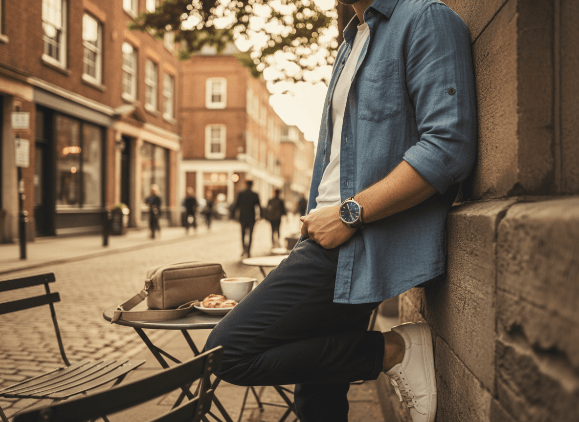 a man wearing a watch on a street