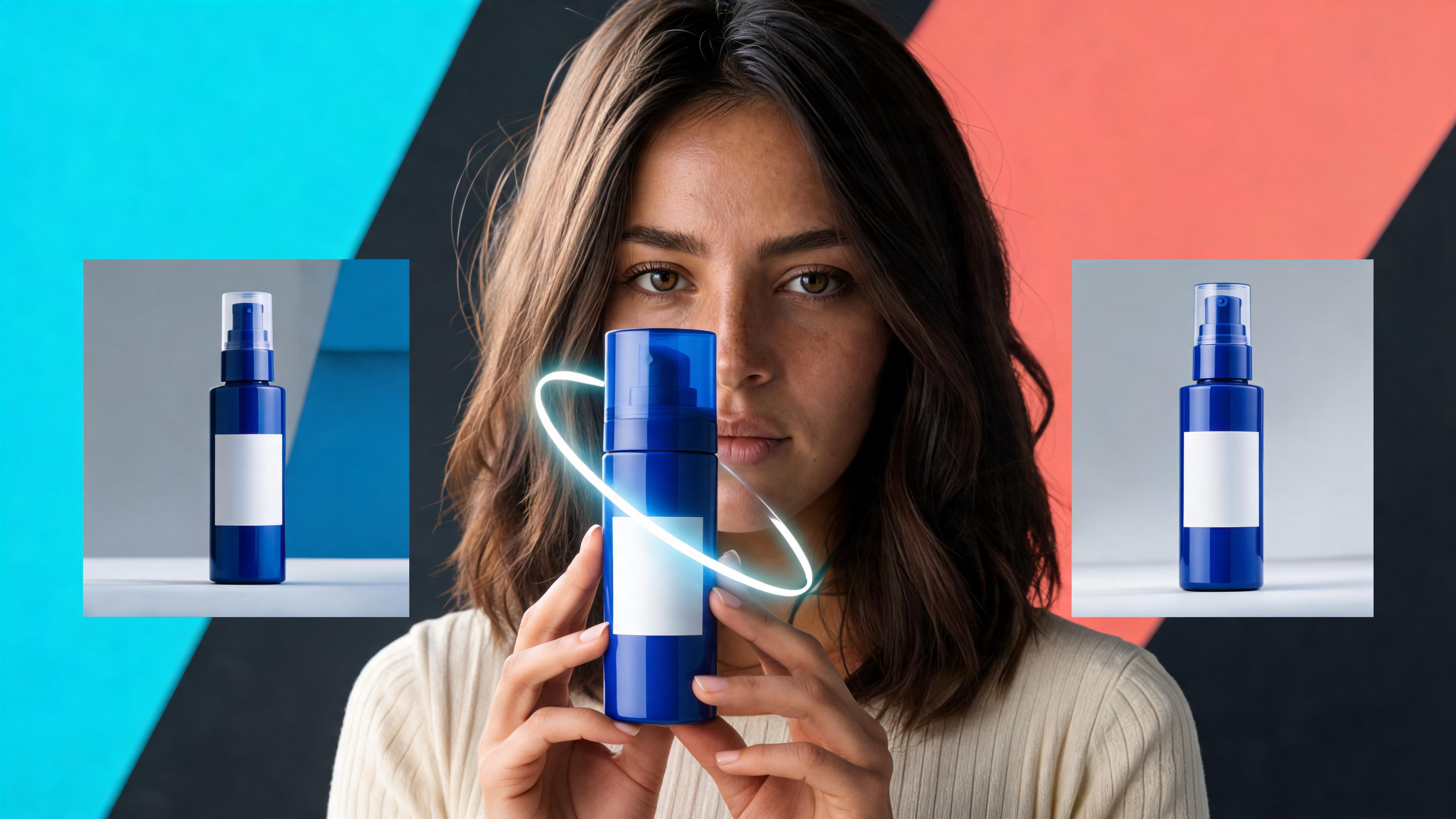 Creator holding a stable product across three frames for a character-led product-video comparison