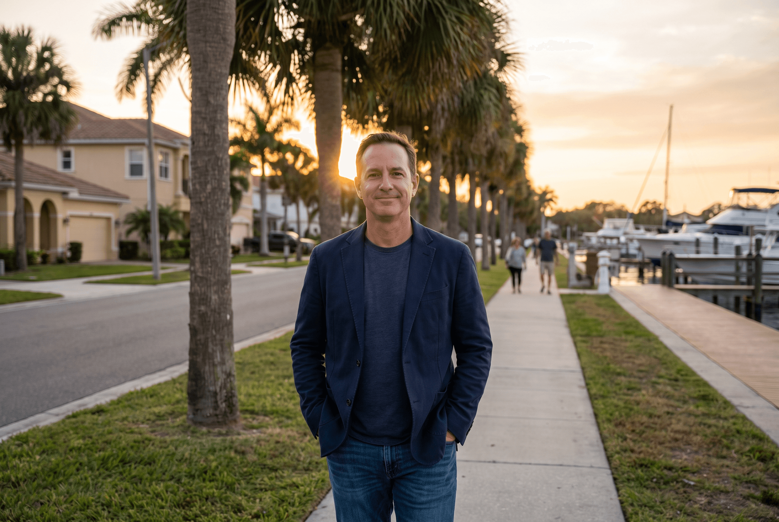 Real estate agent on a Tampa waterfront street for a reel package