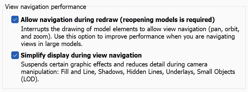 Revit Graphics settings.