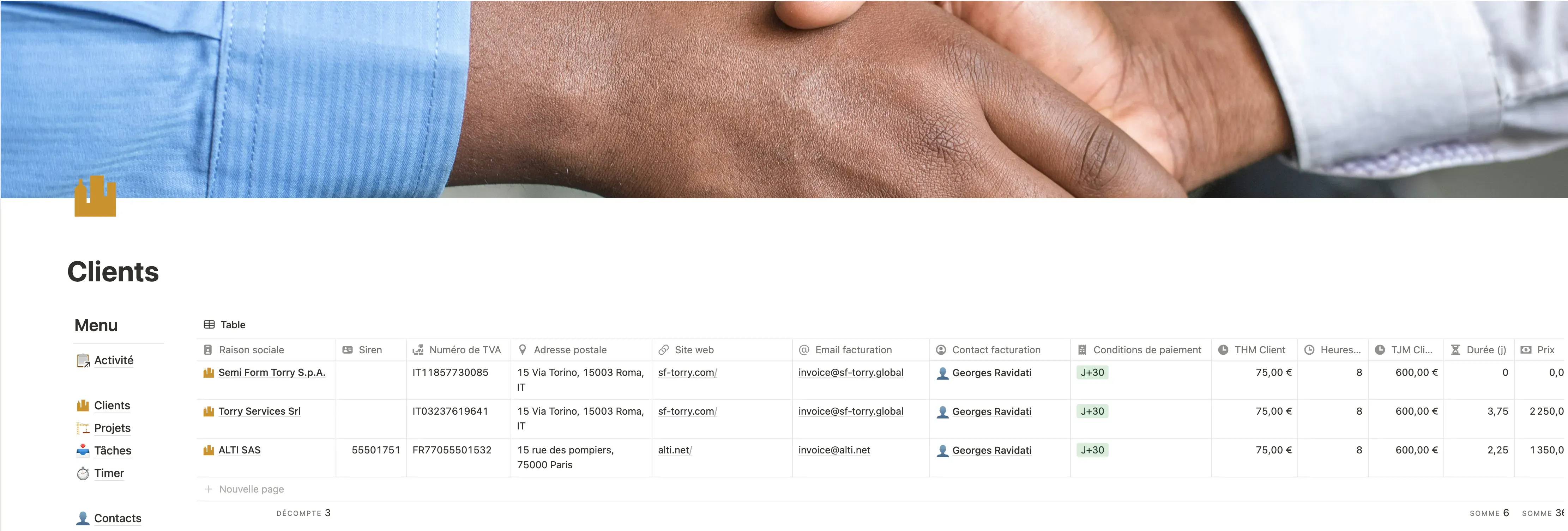 TimeTracker - vue clients