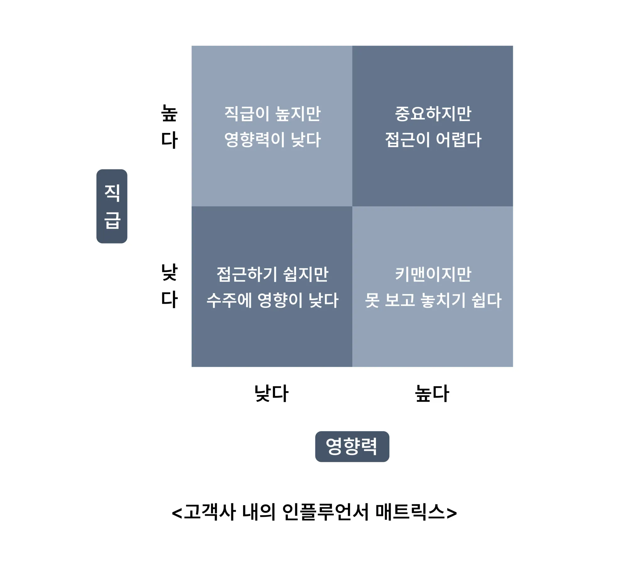 고객사 내의 인플루언서 매트릭스