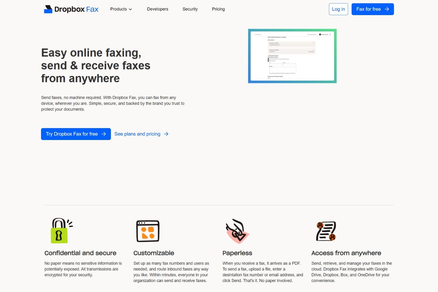 Dropbox Fax Website