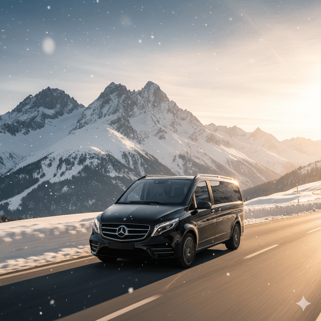 Van sur des routes alpines
