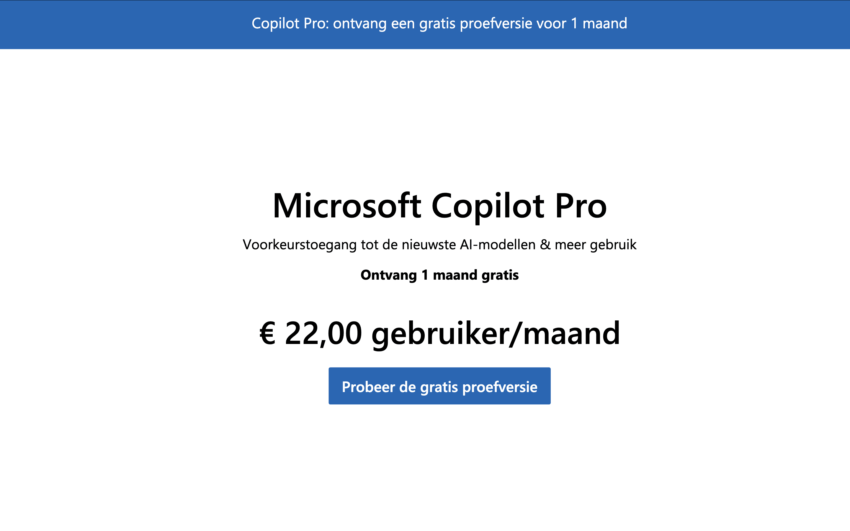 Screenshot van Microsoft Copilot abonnement