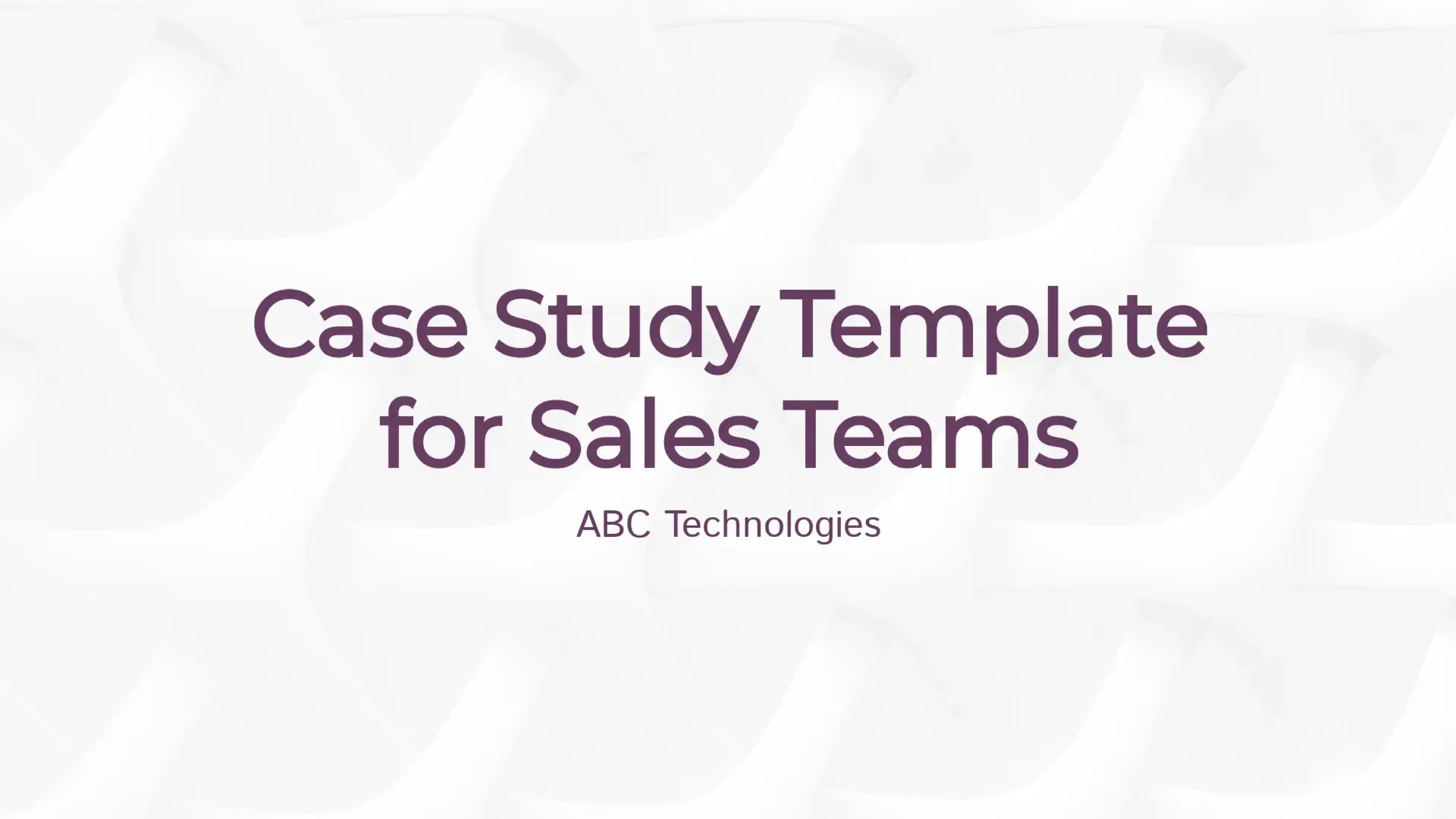 Case Study Template For Sales