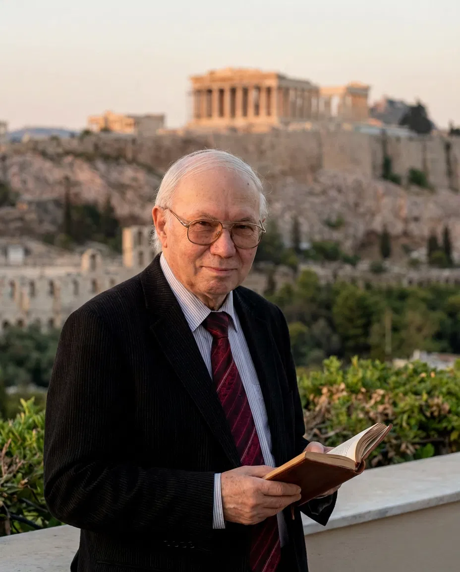 Portrait of Stavros Petrakopoulos, Greek football statistician and journalist.