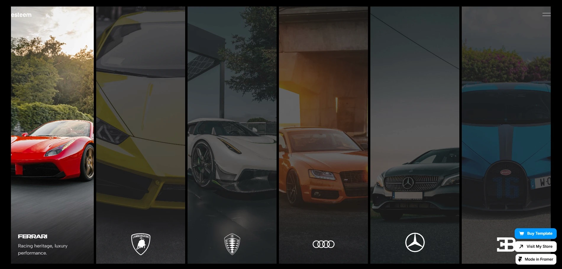 Esteem modern car workshop Framer template for auto service website