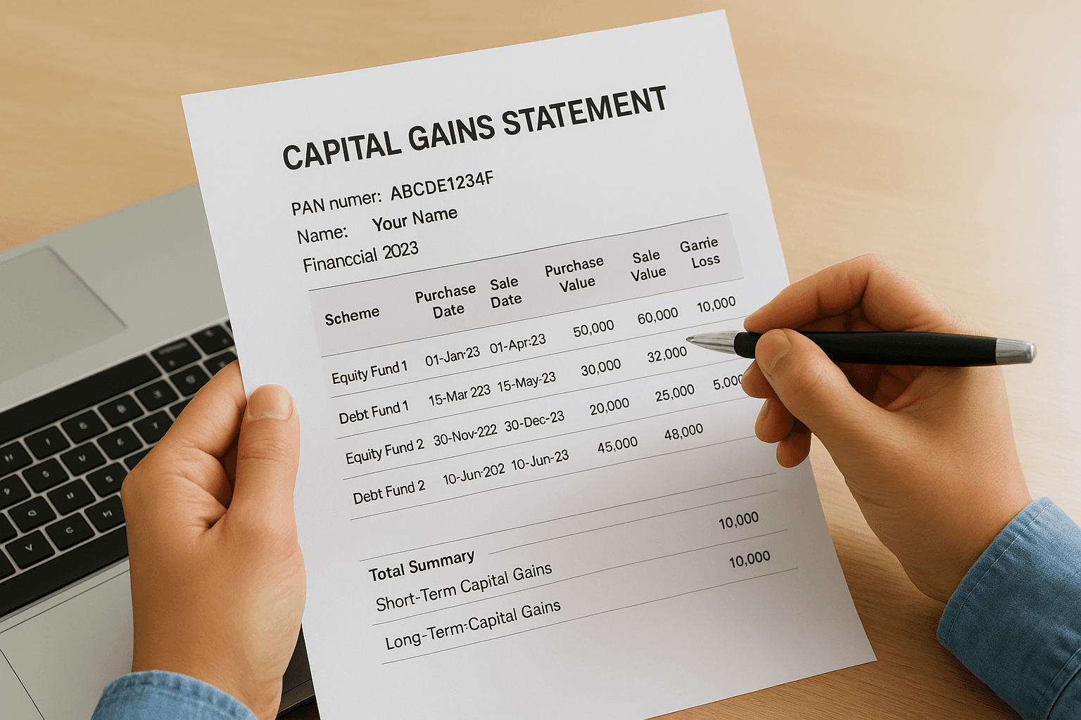 Locate key sections in your statement