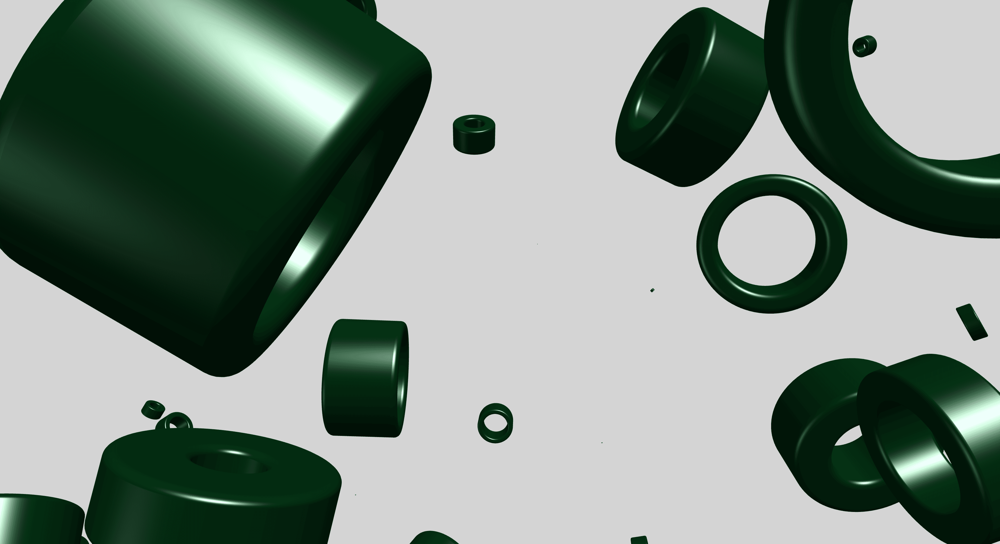 Abstract dark green 3D shapes generated from WeGrow brand elements