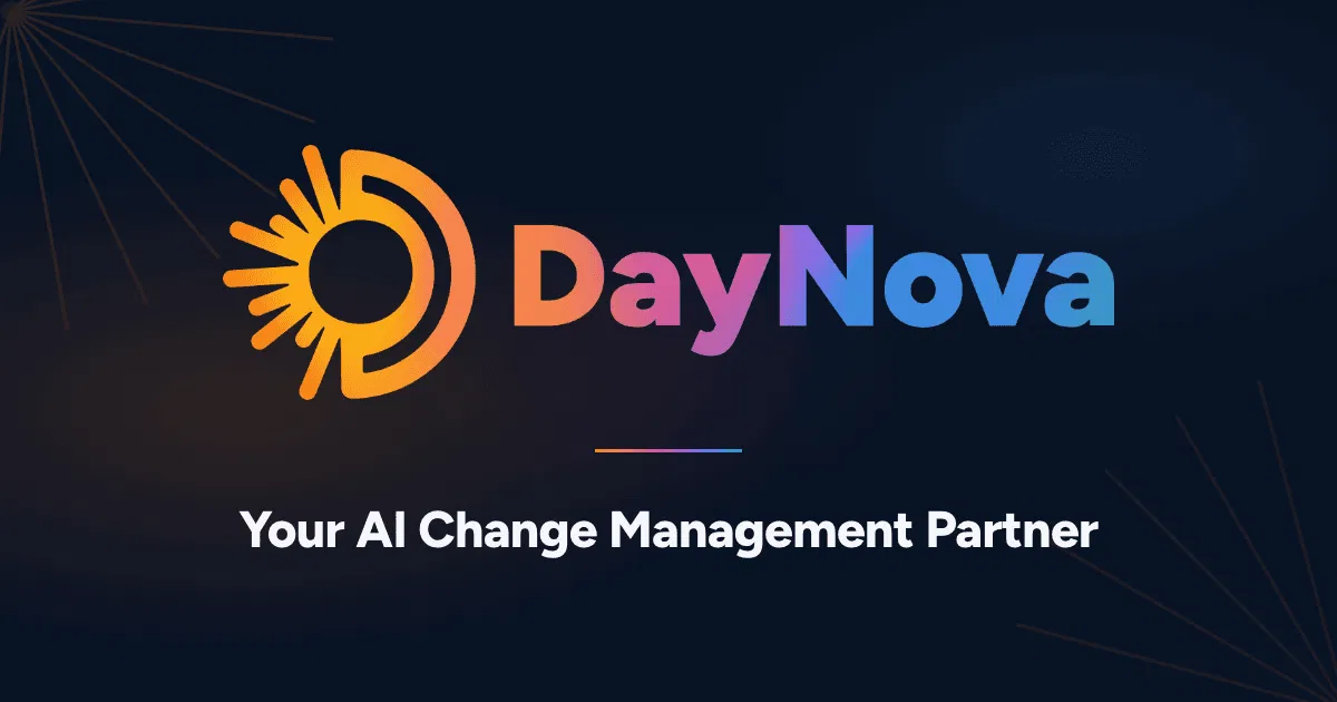 DayNova’s colorful logo featuring a sunburst icon and gradient brand text on a dark background.