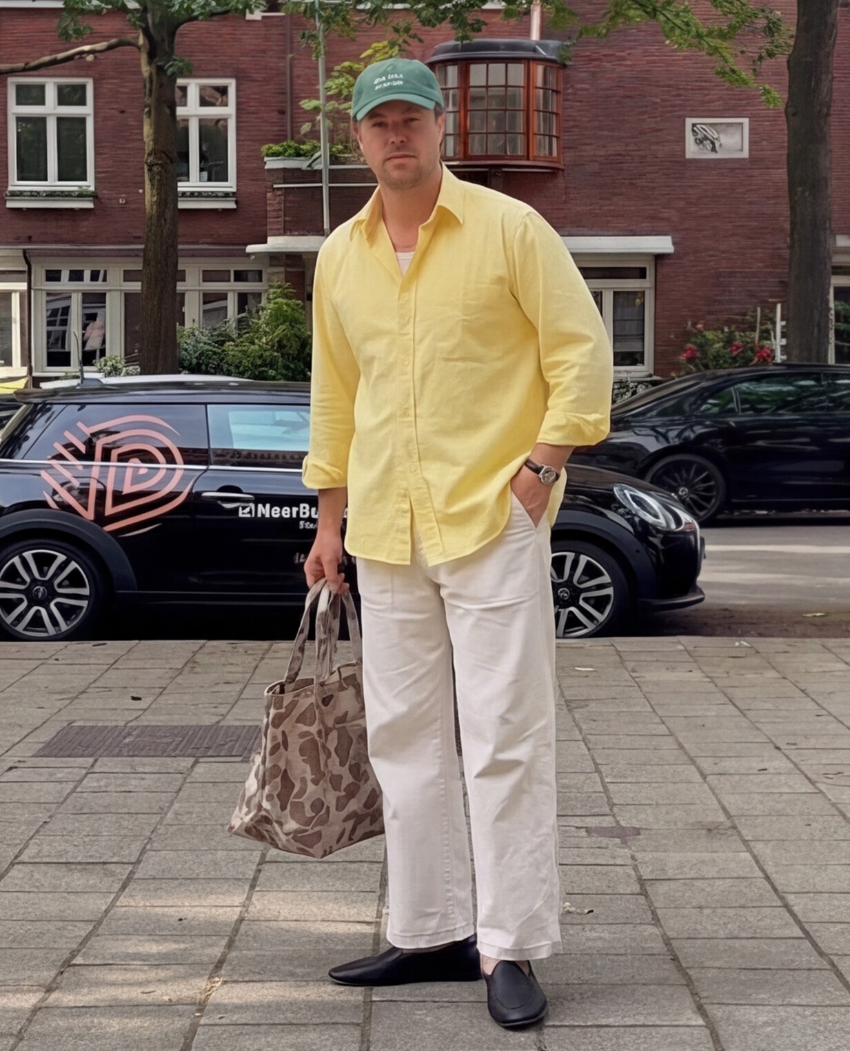 Butter Yellow Shirt with Cream Relaxed Trousers