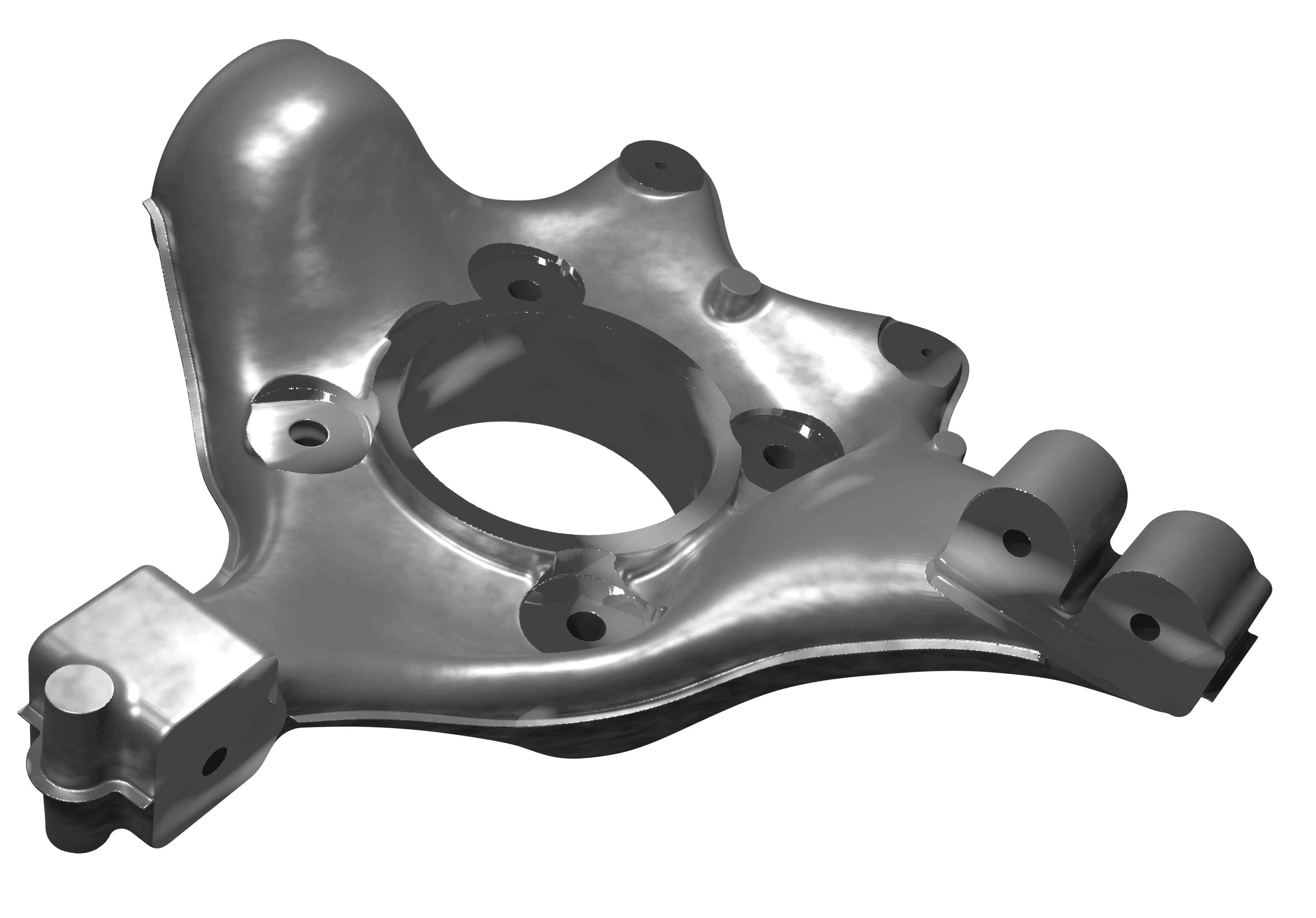 Ein schwarzes Schmiedebauteil als 3D-Modell von einem Autobil