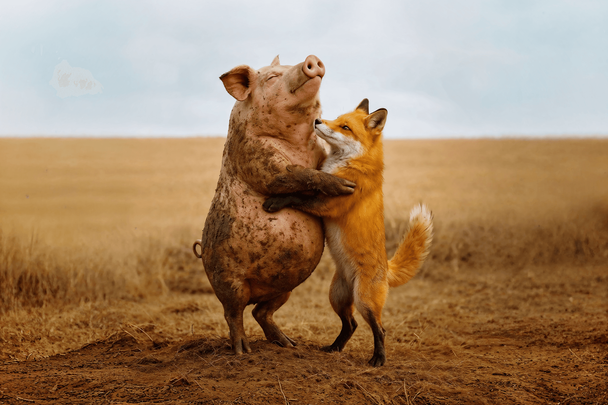 A child in a swimsuit playfully jumps with a water spray in a backyard, surrounded by toys and greenery.