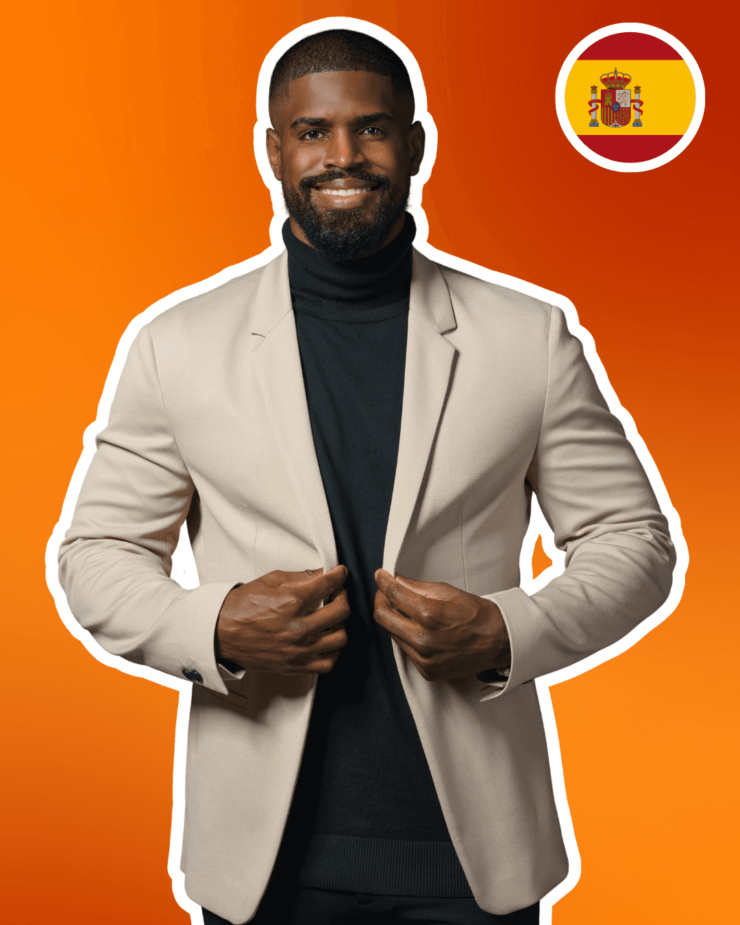 A young man with dark hair smiles at the camera, set against a modern indoor background.