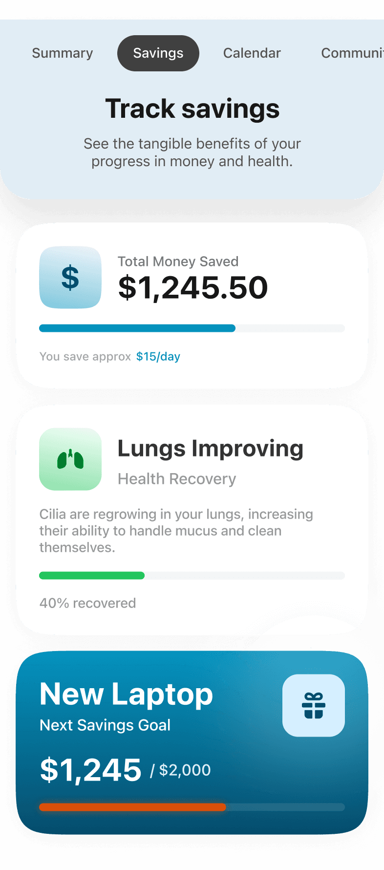 App sections illustrations