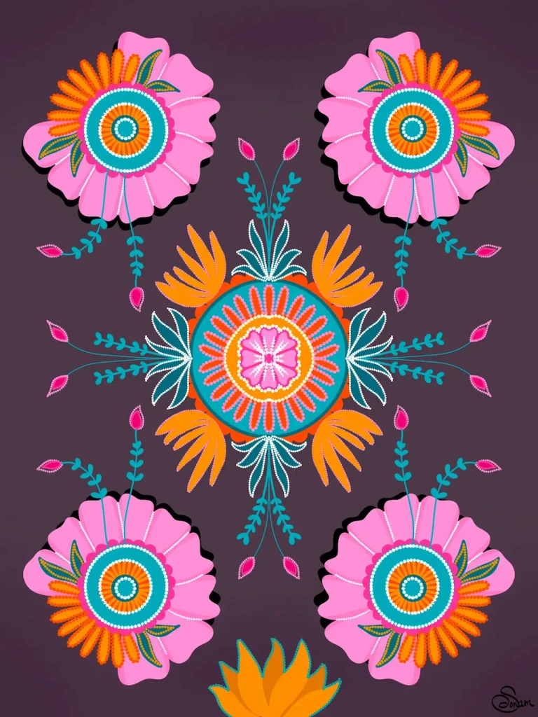 Indian art with Indian design and Indian patterns. Indian Digital drawings inspired by South Asian culture. South Asian Digital Art. Jaipur art design, Rajasthan inspired art work. Indian traditional art work with lotus flowers. Indian wedding inspired drawing and patterns. Hispanic digital drawing inspired by Spanish culture. Floral, nature and botanical digital art.