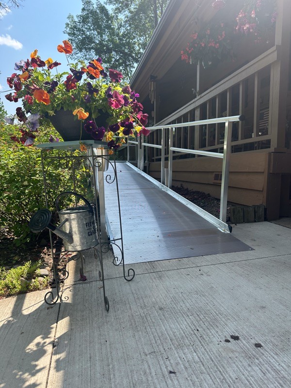 Handicap accessibility ramp for porch from driveway