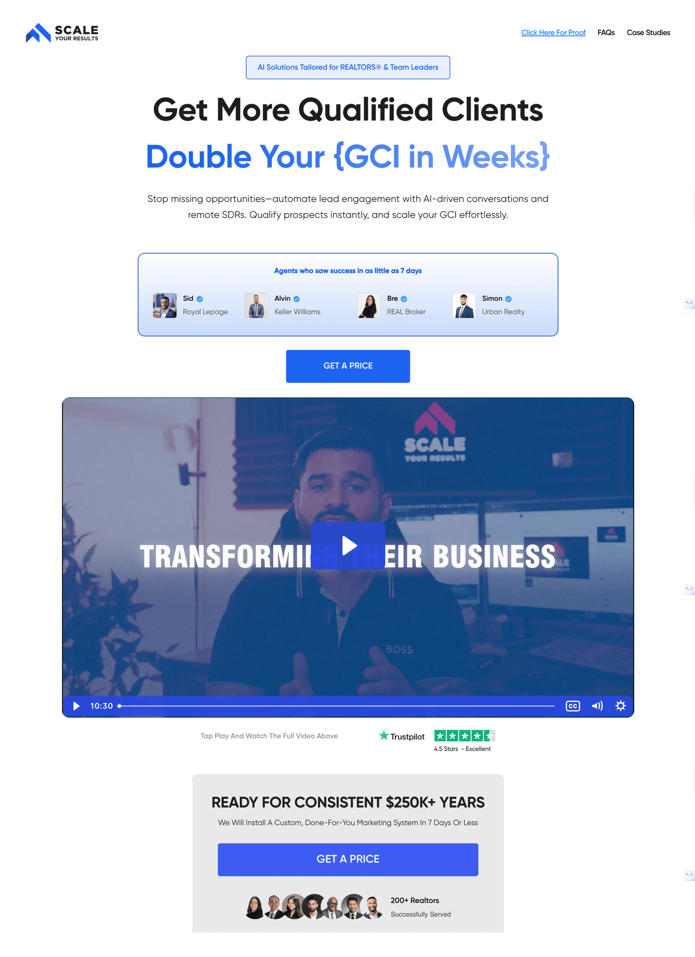 Landing page example