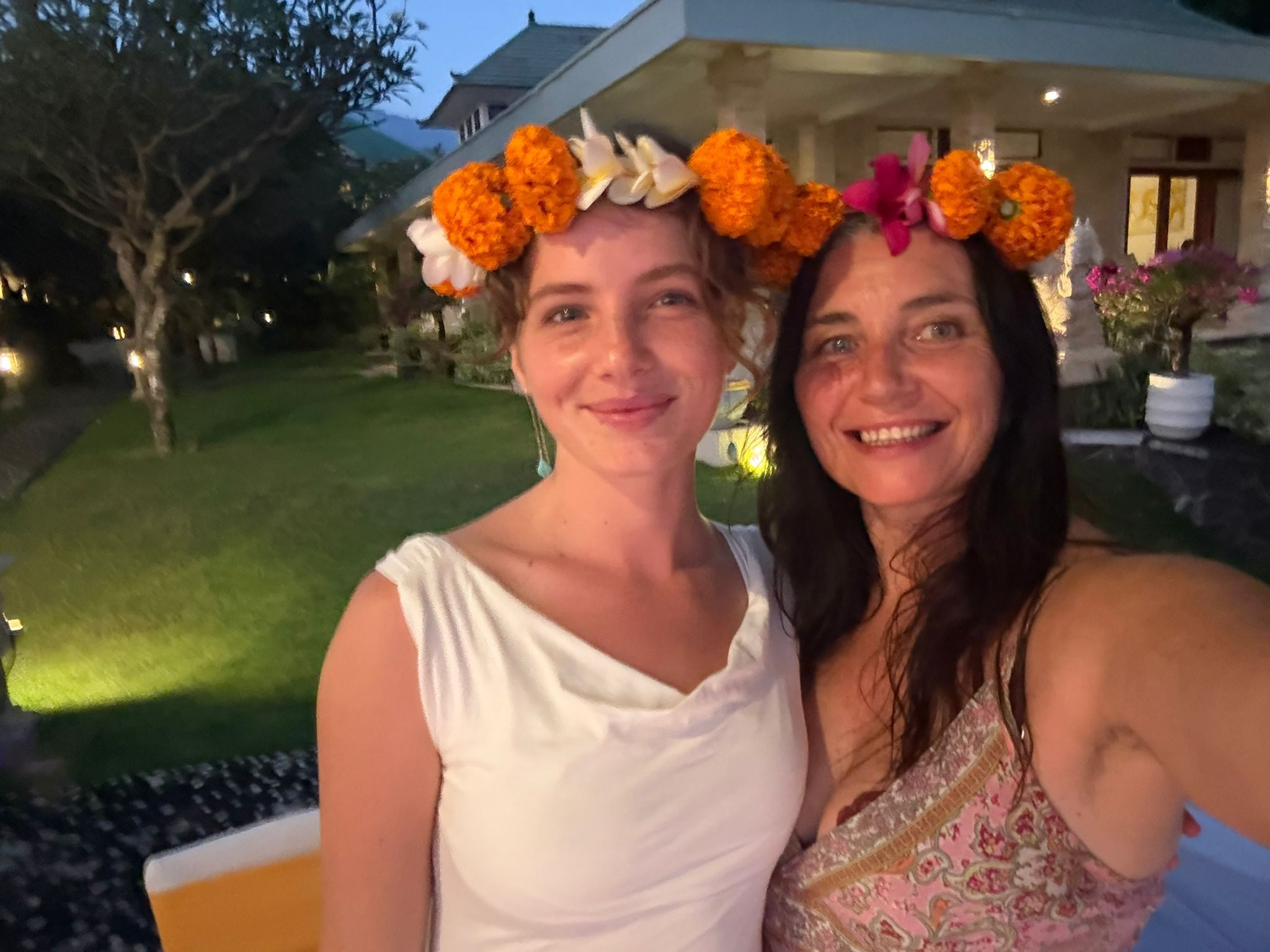 Mother and daughter laughing together