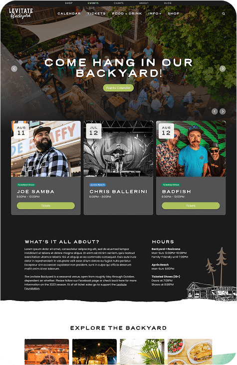 Ticket sales website screenshot