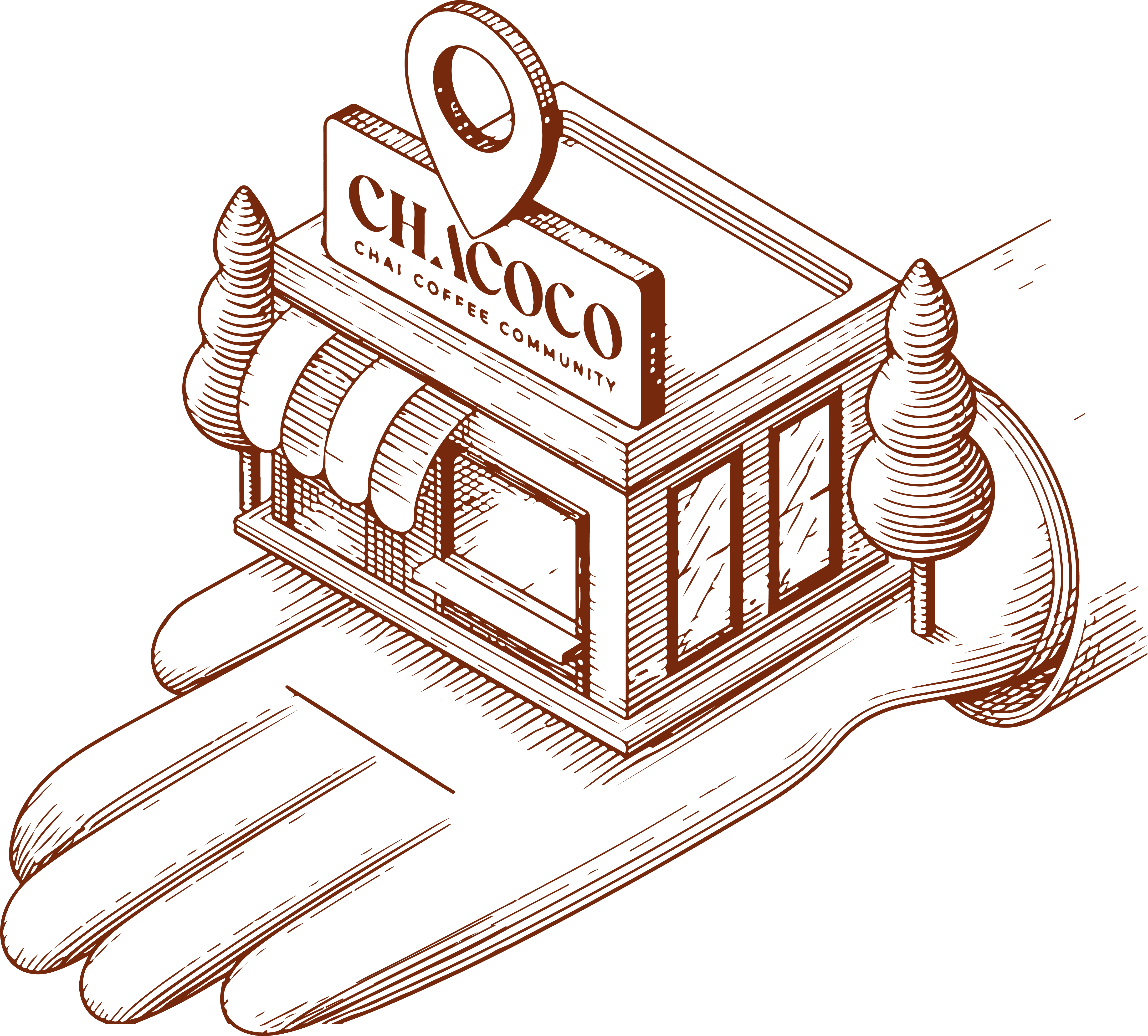 Chacoco chai coffee community logo sketch