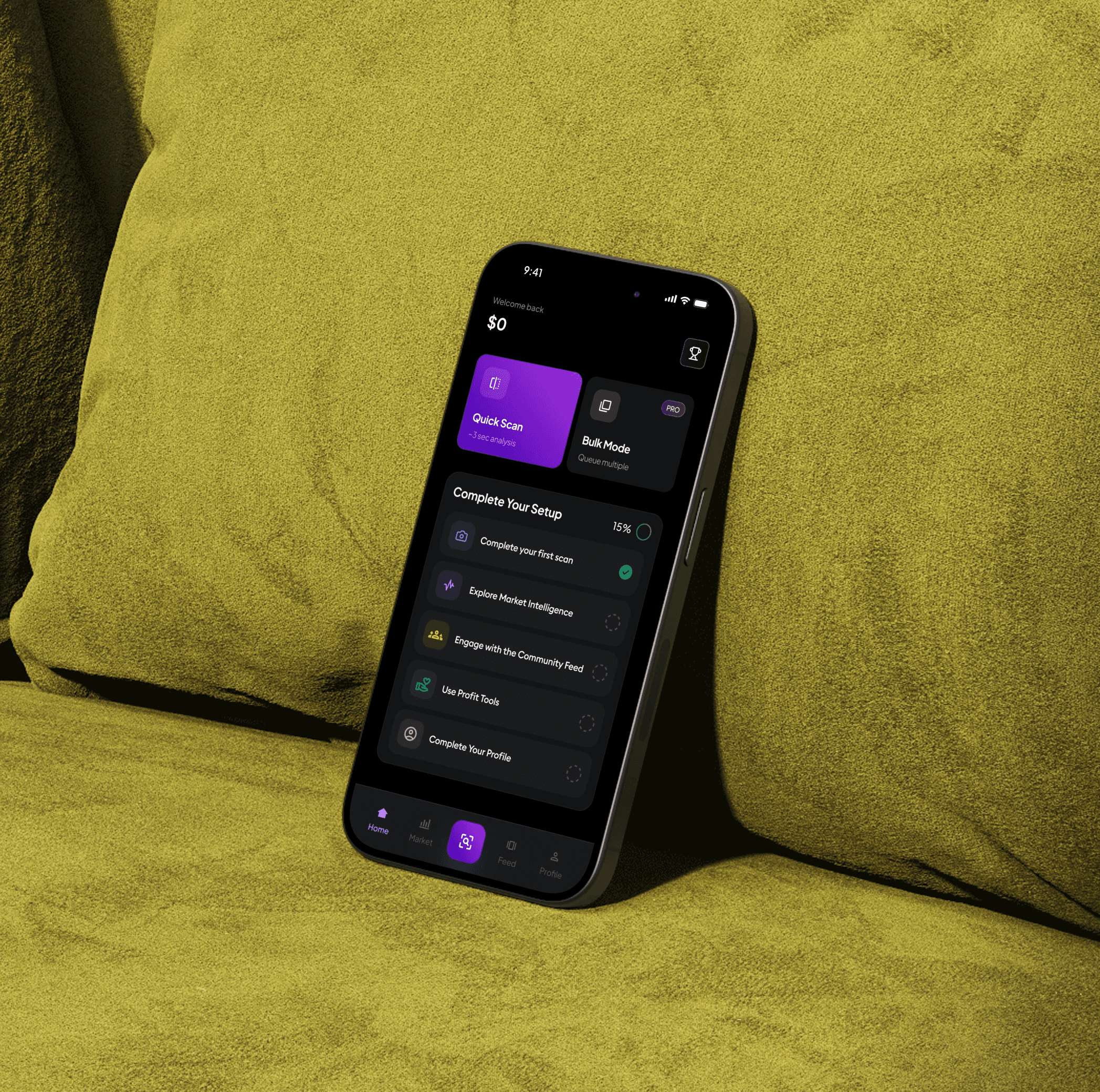 An iPhone 15 displaying a Web3.0 learning app