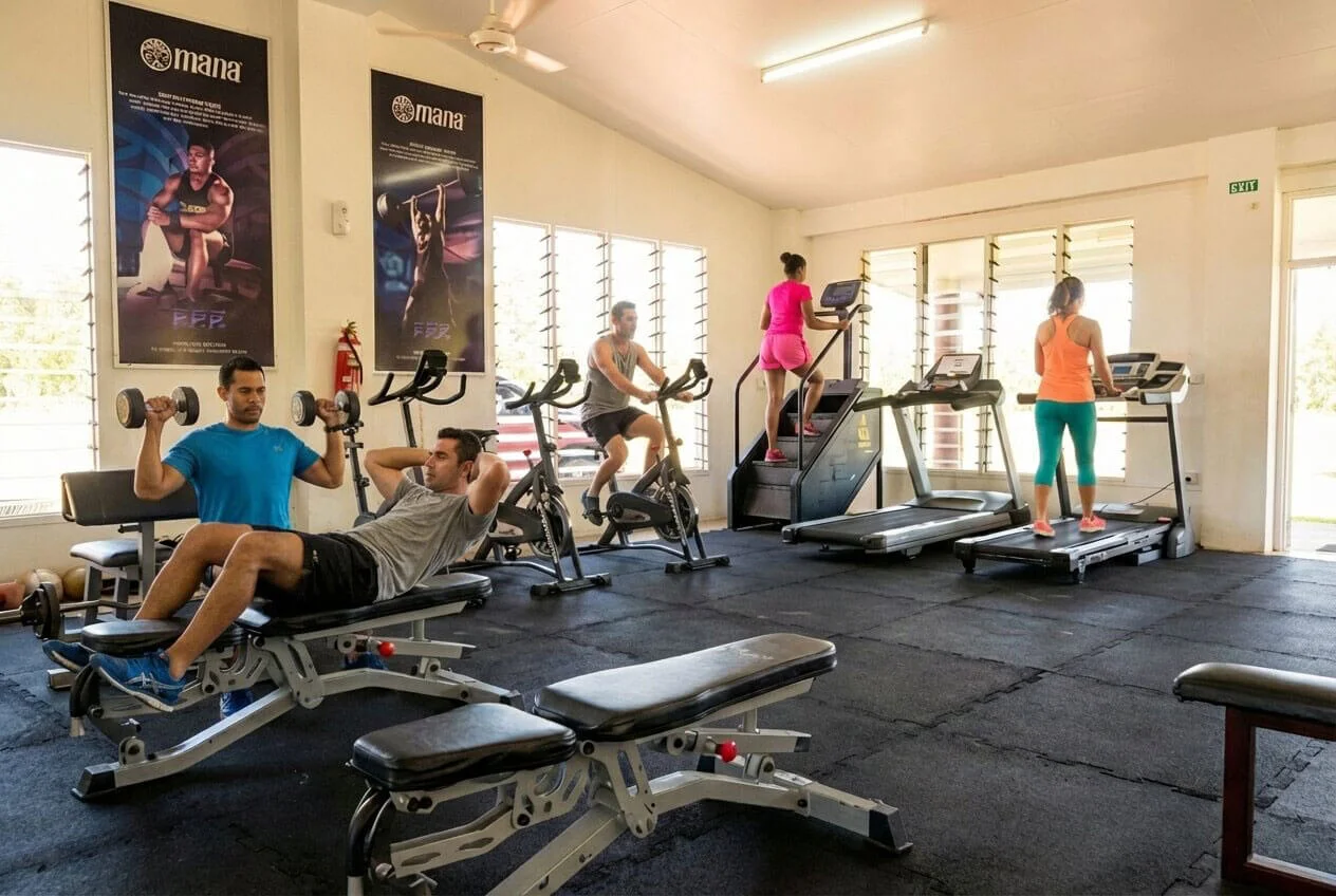 gym with participants working out Uprising Resort in Fiji