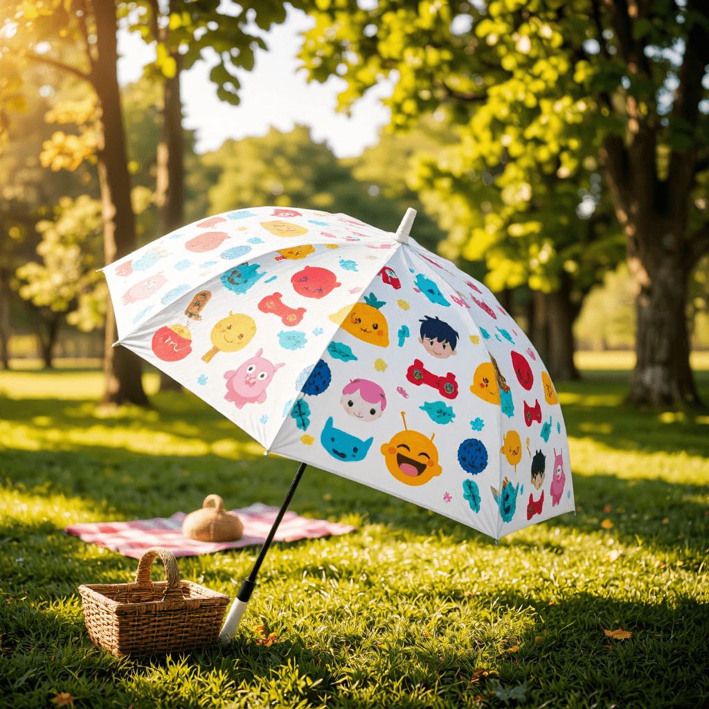 product photography of a patterned umbrella