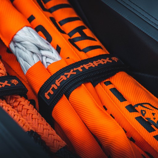 Branded close-up of MAXTRAX recovery ropes, styled for bold and high-impact product marketing content.