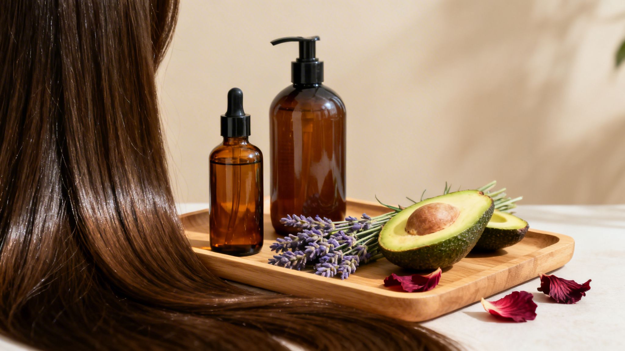 Photo of natural hair products including avacado and lavendar