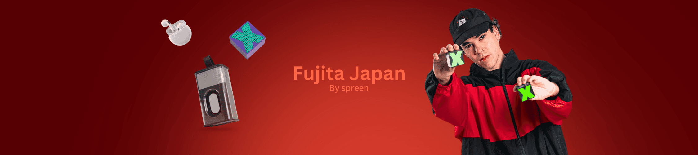 Athletic man in a sleeveless black outfit posing confidently outdoors under a bright blue sky, with a close-up of navy and salmon-colored men’s running shoes in the foreground.