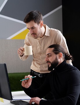 Understood! You want an SEO-friendly and professional alt text for the image in the "dsot" (likely meant "dost" or a typo for a section name) section, featuring two people looking at a laptop. Since you haven’t provided specific details about the image yet, I’ll create a professional, SEO-optimized alt text based on the context of a cloud team partnership ad. SEO-friendly alt text includes relevant keywords, is descriptive, and stays concise (under 125 characters if possible for SEO best practices).  Draft Alt Text: "Two cloud computing experts collaborating on a laptop in a modern office, showcasing professional IT solutions.