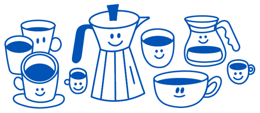 Cute coffee cups group