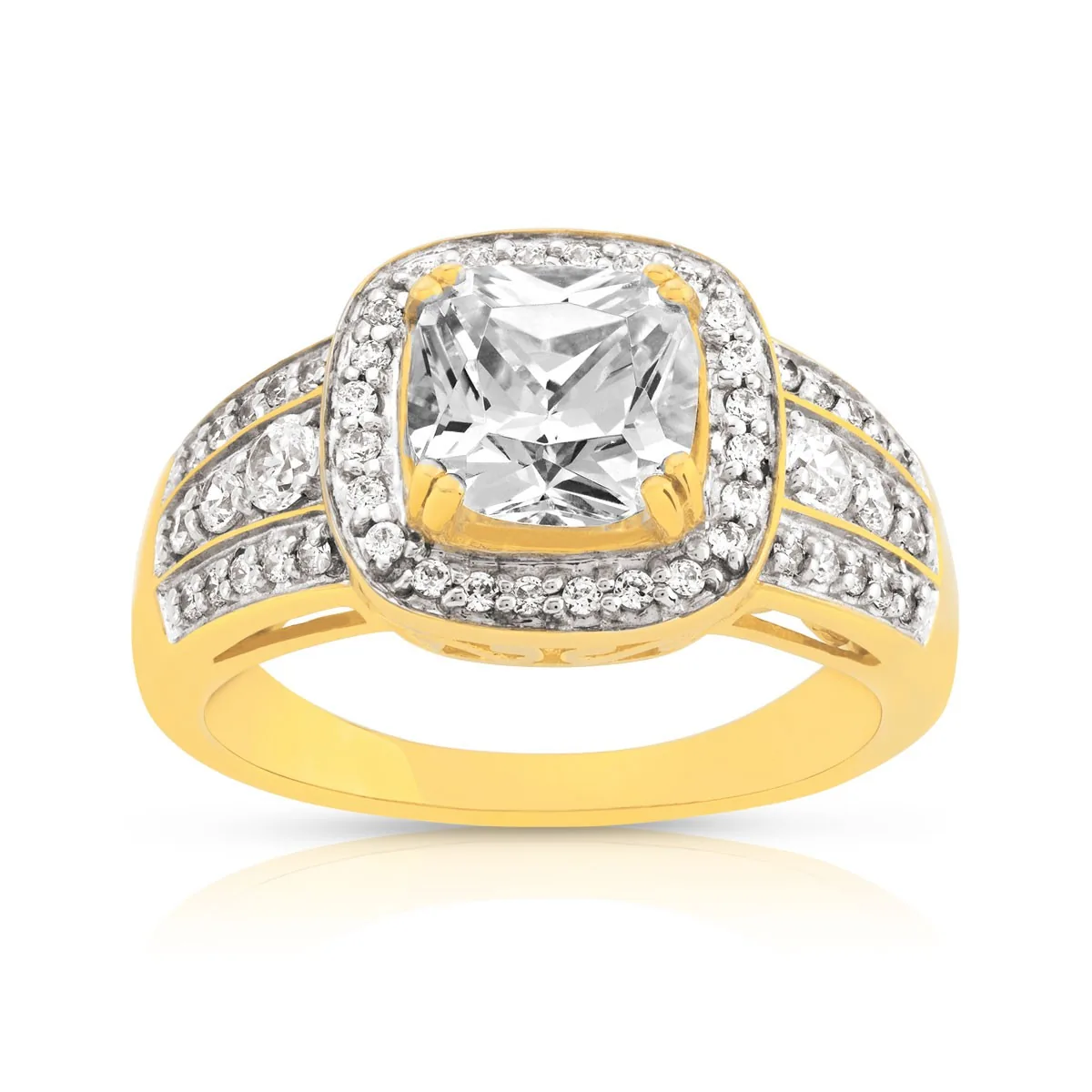 Bague en deux ors 375 sertie de oxydes de zirconium