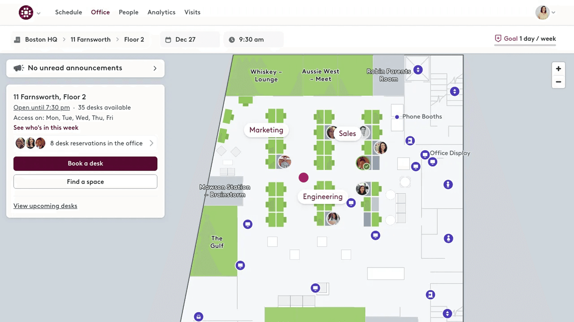 Robin desk booking interface