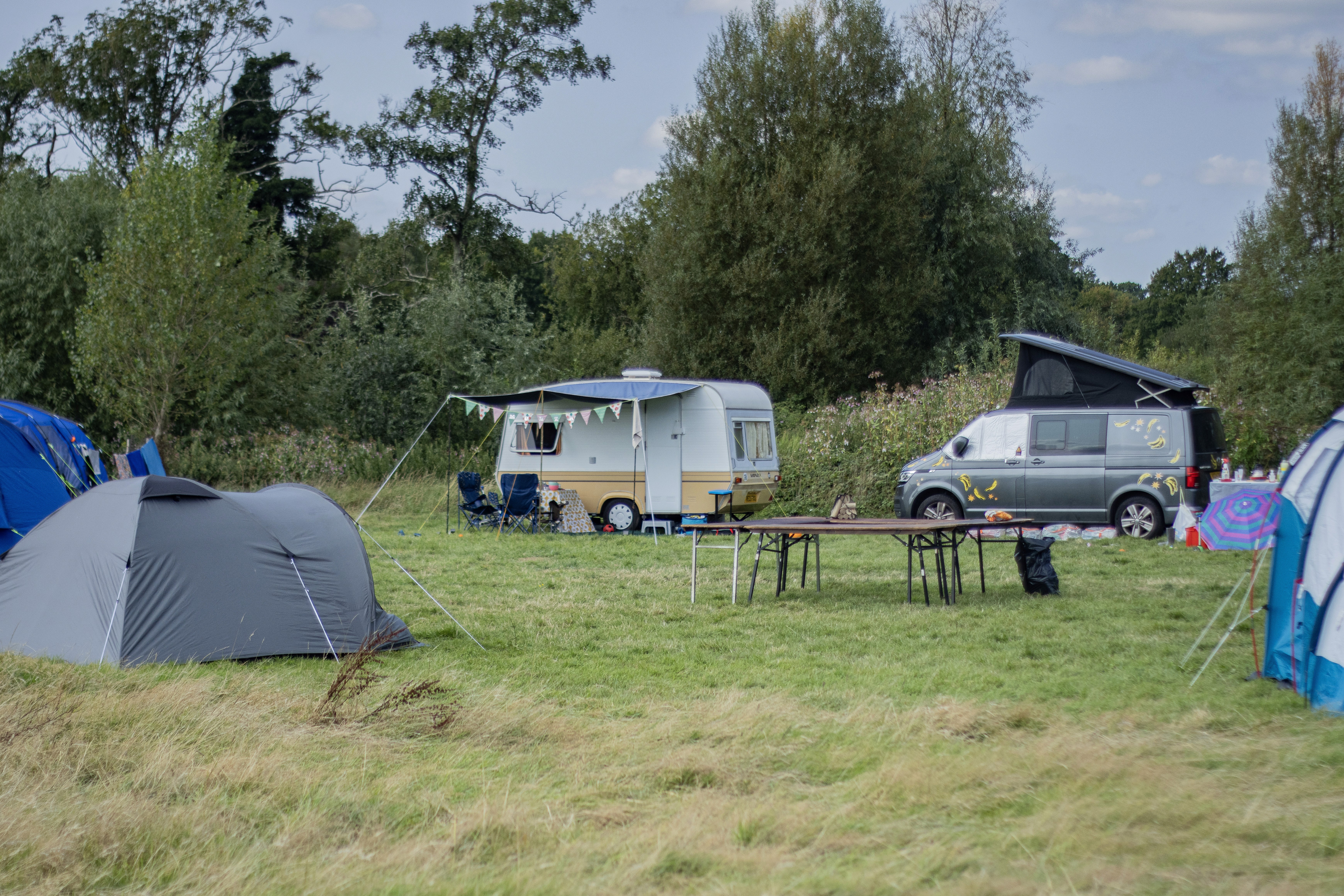 Adult camping at Isfield Camp Sussex