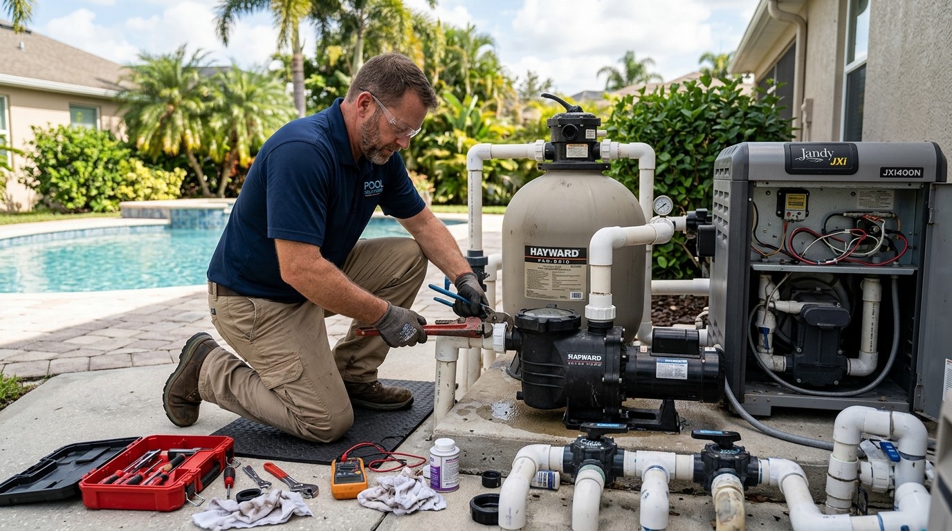 Residential pool pump and plumbing repair