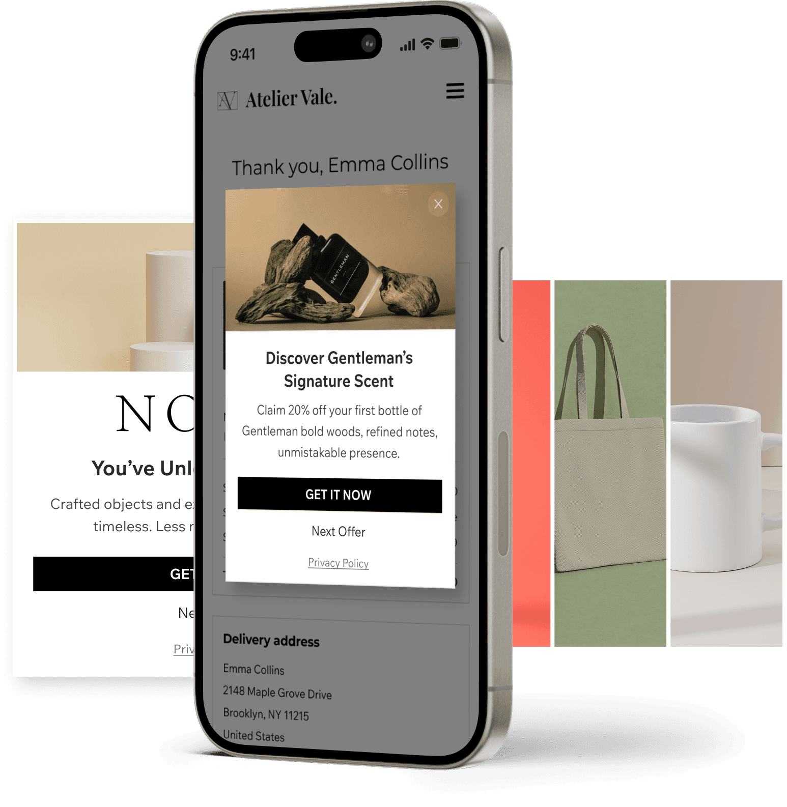 an iPhone on a table showing a Falcon ad