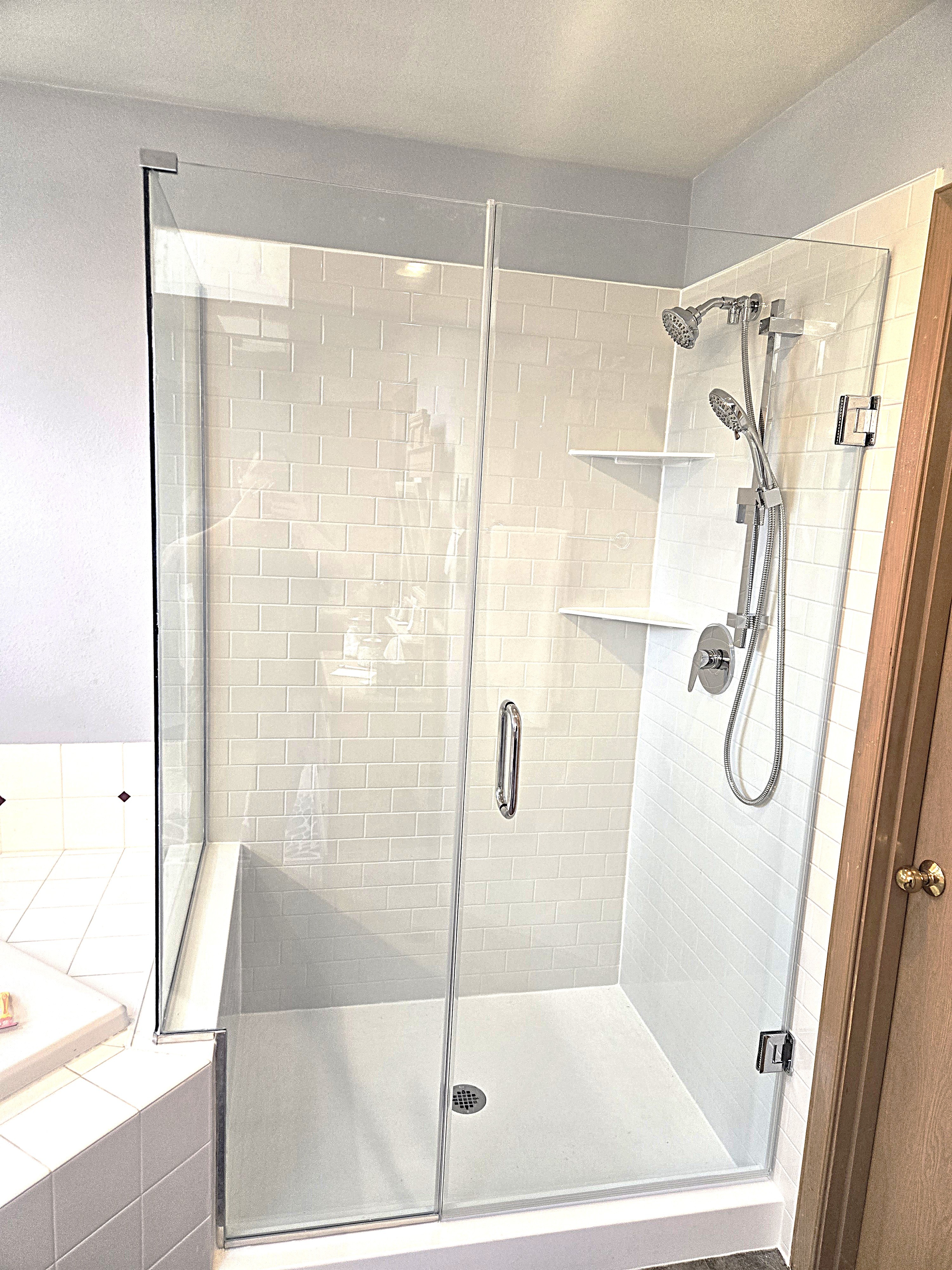 Lynwood frameless glass walk in shower remodel