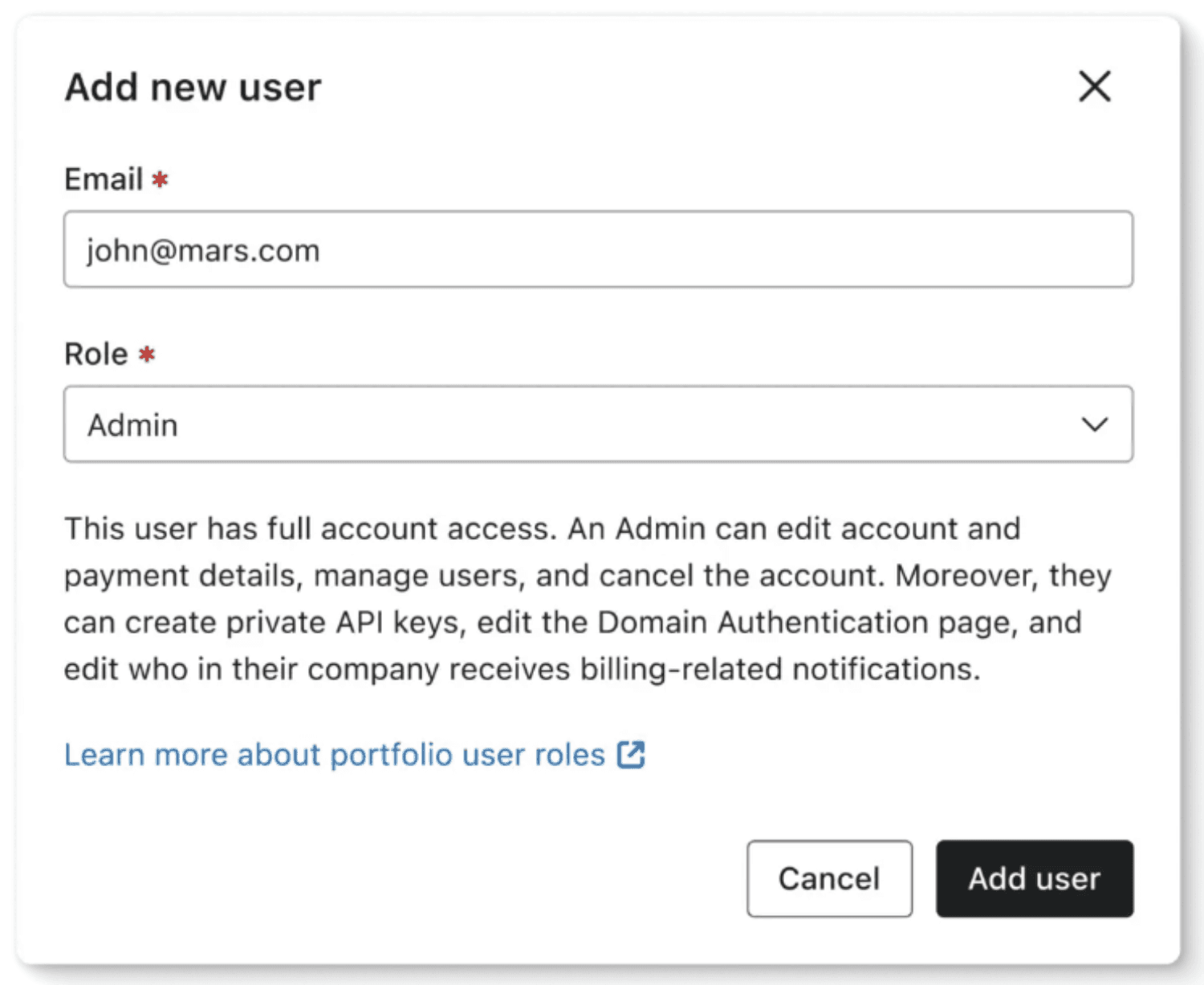 Add Your Team to Klaviyo.png: "Klaviyo admin panel for adding a new user with full account access, showing email input and role selection options."